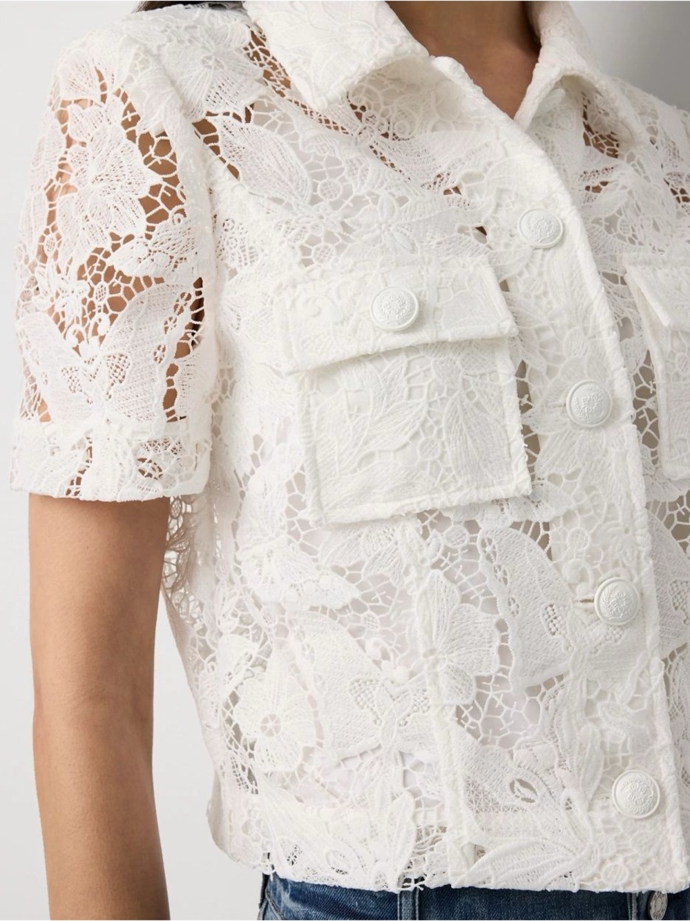 White House Black Market Lace Button up jacket - Picture 2 of 7